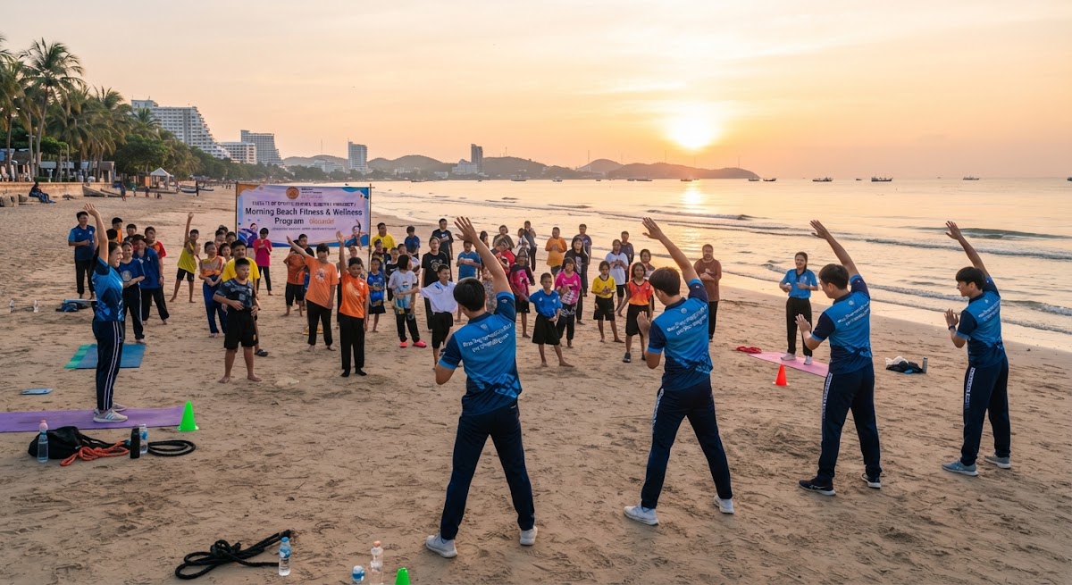 บรรยากาศชายหาดบางแสนใกล้มหาวิทยาลัย